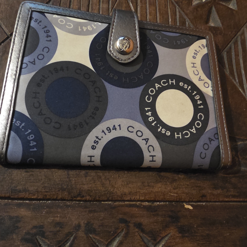 COACH Men's Blue & Black Signature Print Wallet